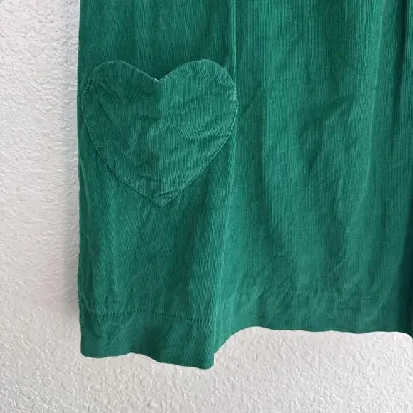 Mini Boden Dress Girls 7-8Y Corduroy Ruffle Sleeve Heart Pockets A-Line Green - Picture 6 of 10